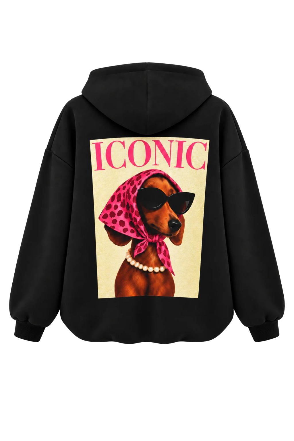 ICONIC DOG – Oversized Balloon Hoodie Jacke schwarz, Gr. 36-42