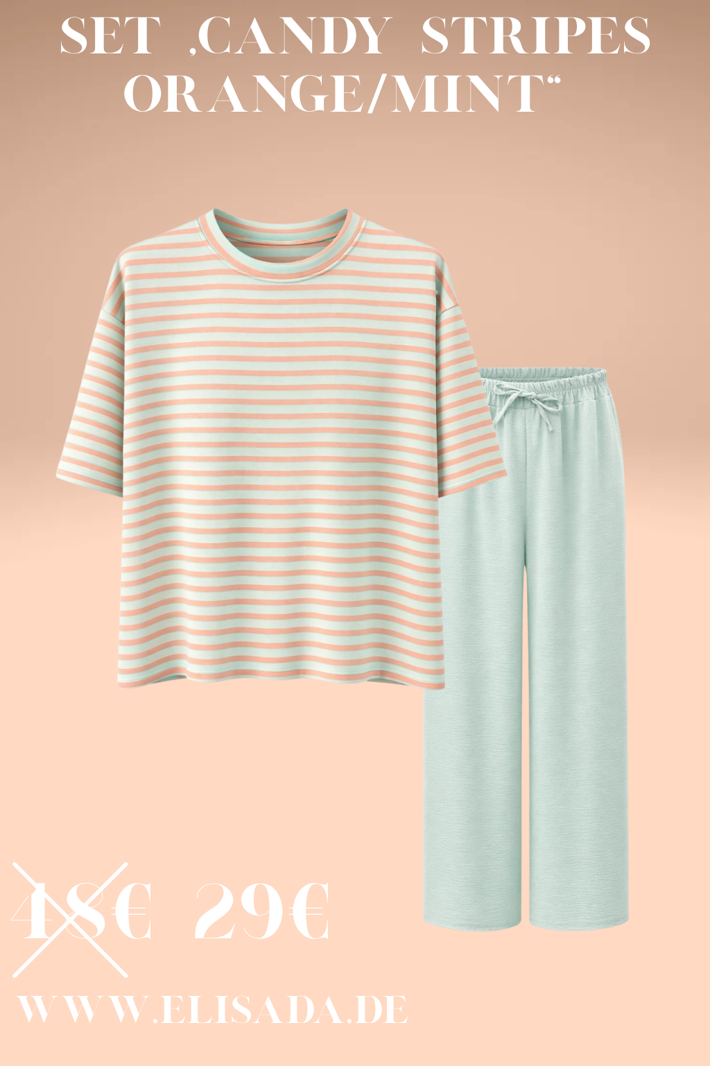 Set „Candy Stripes“ orange/mint, Gr. 36-44