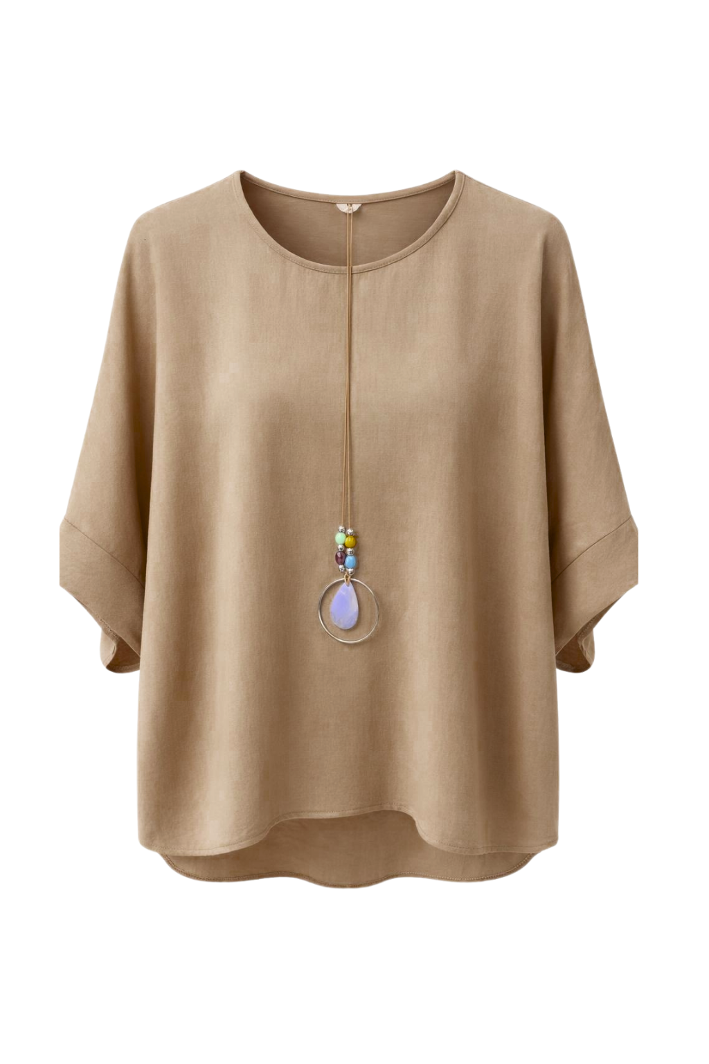 Sommerbluse taupe (mit Kette), Gr. 36-44