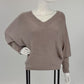 Stickpullover Oversize mit V-Ausschnitt taupe, Gr. 36-42