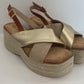 Keilsandalette mit Riemchen gold/beige, Gr. 36-41