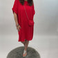 Kleid mit Tasche rot, Gr. 38-44