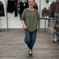 Soft Rundhals Pullover oliv, Gr. 38-46
