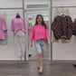 Streifenshirt neonpink, Gr. 36-42