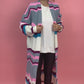 Strick-Cardigan Zacken rosa/grau/beere/blau, Gr. 34-42