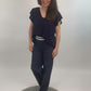 Hose weit dunkelblau glitzer, Gr. 36-44