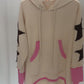 Oversize Hoodie „Pink Star“  beige, Gr. 38-44