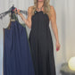 Maxikleid mit Neckholder beige, Gr. 38-44