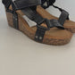 Keil-Sandale mit Klettverschluss schwarz, Gr. 36-42