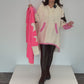 Oversize Hoodie „Pink Star“  beige, Gr. 38-44