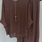Sommerbluse braun (mit Kette), Gr. 36-44
