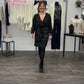 Schwarzes Paillettenkleid mit Wickeloptik, Gr. 36-48