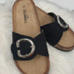 Pantolette Schnalle schwarz, Gr. 37-40