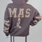 Oversized Hoodie „Namaste“ – Braun mit Leo-Print Gr. 38-44