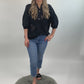 Bluse Blüten schwarz, Gr. 36-42