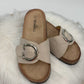 Pantolette Schnalle beige, Gr. 37-40