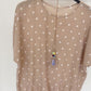 Blusenshirt mit Polka-Dots beige, Gr. 36-42