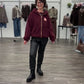 Teddy Fleece Jacke mit Kapuze bordeaux, Gr. 34-42