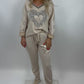 Joggerpants beige mit Blüten Gr. 36-42