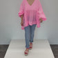 Tunika-Bluse neonpink, Gr. 38-44