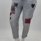 Jeans Pailletten + Patches grau, Gr. 36-42