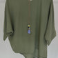 Sommerbluse oliv (mit Kette), Gr. 38-44 (Kopie)