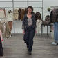 Cropped Karo-Hemdjacke blau, Gr. 34-42