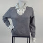 Pullover mit Polka-Dot Blusenkragen grau, Gr. 36-42