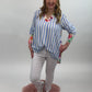 Bluse gestreift blau, Gr. 36-42