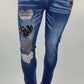 Jeans mit funkelnden Herz-Applikationen braun Gr. 36-42 (Vorbestellung: Versand ab 04.12.25)