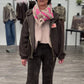 Teddy Fleece Jacke mit Kapuze braun, Gr. 34-42