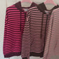 Streifenjacke Lola mit Kapuze rosa/braun, Gr. 36-44