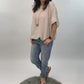 Bluse kurzarm mit Kette beige, Gr. 36-42