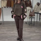 Oversize Pullover mit Sternen am Arm schokobraun, Gr. 40-46