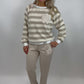 Gestreifter Pullover mit Paillettenblume, Gr. 36-42