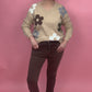 Pullover Blumen beige, Gr. 36-42