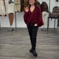 Strick-Wickelpullover bordeaux, Gr. 34-42