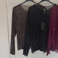 Semi-Transparentes Samt Longsleeve schwarz, Gr. 36-42