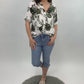 Bluse Blumen oliv/weiß, Gr. 36-44