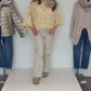 Häkelpullover gelb/beige, Gr. 36-42