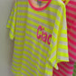 Streifen-Shirt "Ciao" neongrün/neonpink, Gr. 36-42
