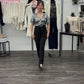 Eleganter Jumpsuit mit silbernen Pailletten und Bindegürtel, Gr. 36-48