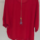 Sommerbluse rot (mit Kette), Gr. 38-44