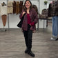 Longsleeve „Lina“ mit V-Ausschnitt bordeaux, Gr. 36-42