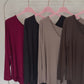 Longsleeve „Lina“ mit V-Ausschnitt bordeaux, Gr. 36-42