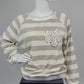 Gestreifter Pullover mit Paillettenblume, Gr. 36-42
