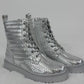 Schnürstiefeletten silber, Gr. 36-41