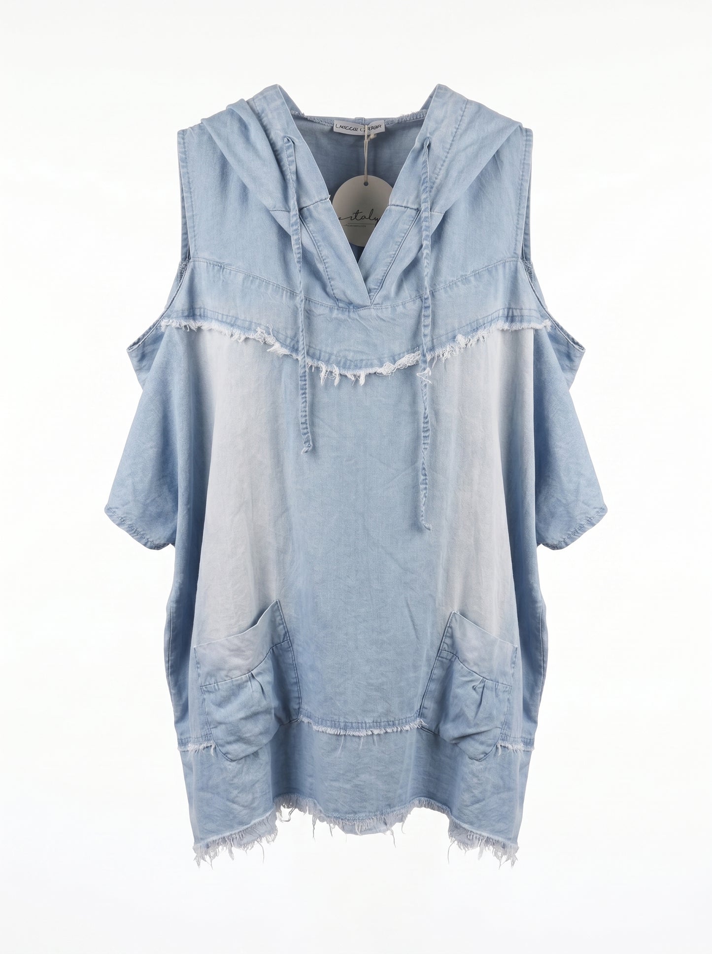 Jeansbluse mit Kapuze, Gr. 38-44