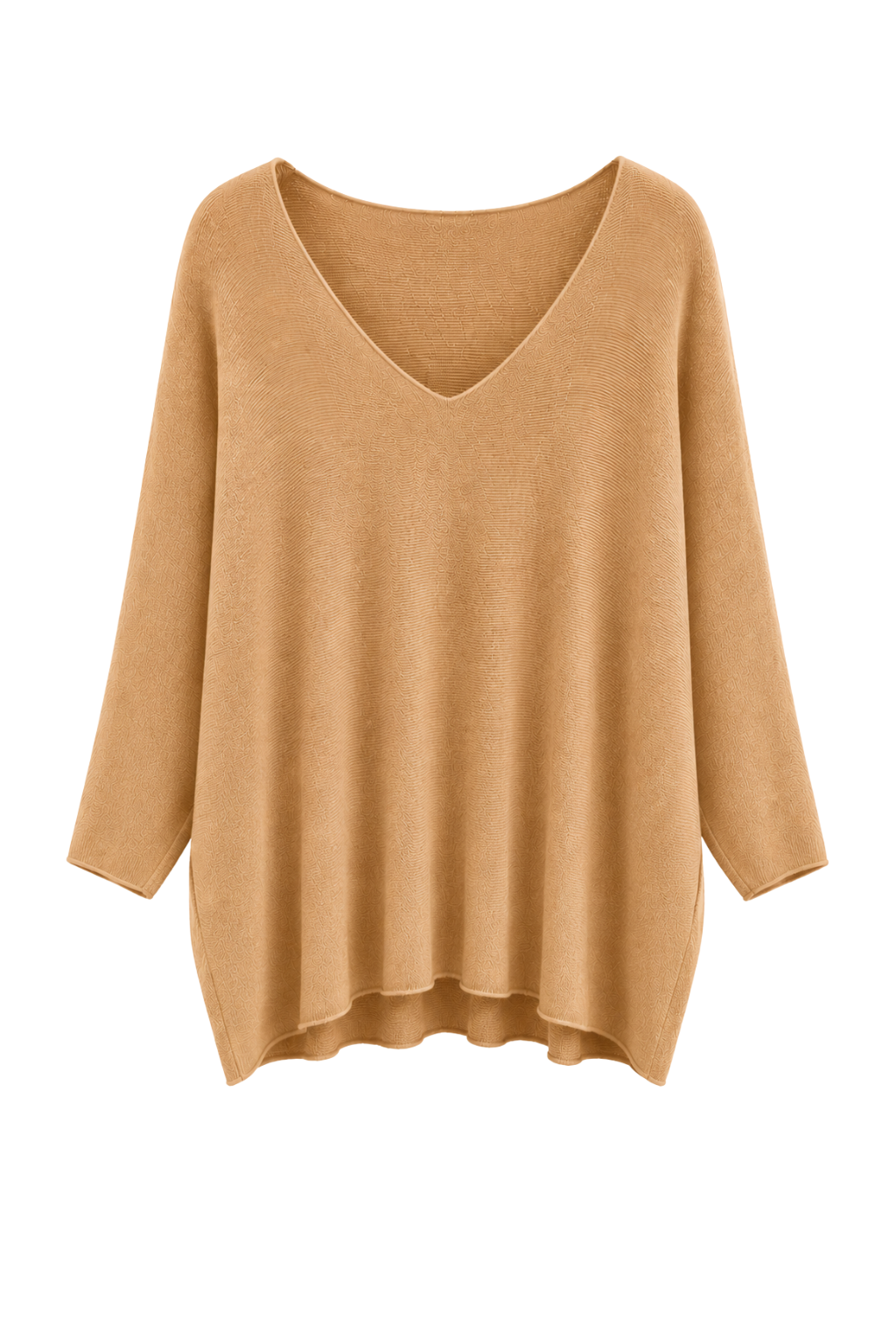 Pullover Mila V-Ausschnitt camel, Gr. 38-46