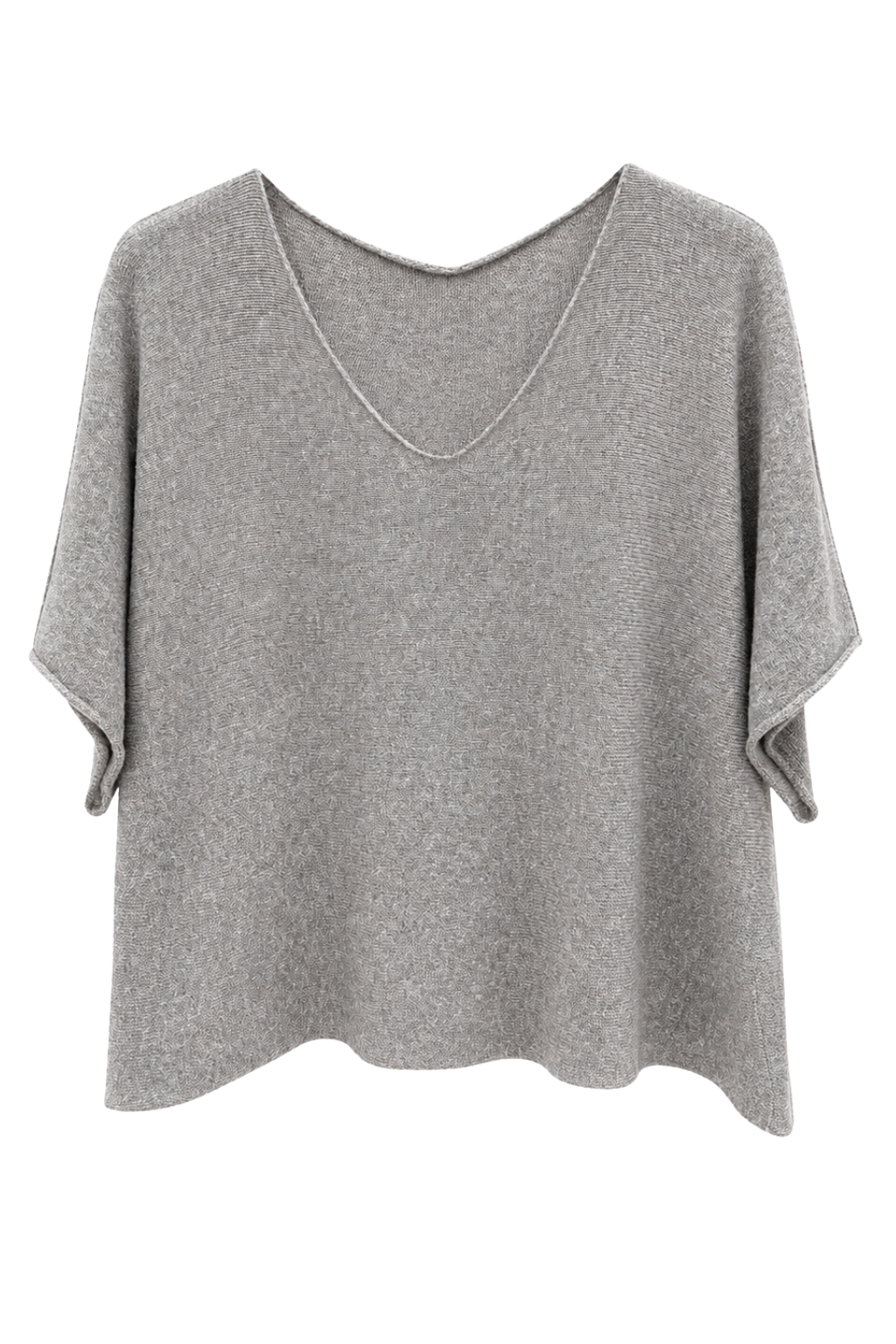 Basic Pullover "Lena" V-Ausschnitt  grau, Gr. 36-42